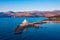 Aerial view of Lighthouse of Saint Theodore in Lassi, Argostoli, Kefalonia island in Greece. Saint Theodore lighthouse in