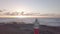 Aerial view of lighthouse at sunset