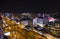 Aerial view of Lima city skyline at night. San Isidro financial district.