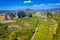 Aerial view of Limestone mountain and rice field in Noen Maprang district, Phitsanulok, Thailand