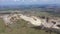 Aerial view of a limestone quarry, open pit mine, mining industry