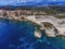 Aerial view of the limestone shore of the old town of Bonifacio