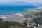 Aerial view of Linda Mar and Pacifica as seen from Montara mountain, San Francisco and Marin County in the background, California