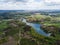 Aerial view of the Lingesetalsperre Lingese dam in Marienheide in Germany and the Bruchertalsperre Bruch