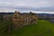 Aerial view of Linlithgow Castle Ruins, the birthplace of Mary Queen of Scots in West Lothian, Scotland