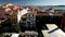 Aerial view of the Lisbon cityscape in Santos district with Tagus River visible on background