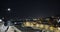 Aerial view. Lisbon Portugal night cityscape city centre view aerial panorama, timelapse.