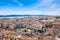 Aerial view of Lisbon rooftop from Senhora do Monte viewpoint (Miradouro) in Portugal