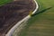 Aerial view of Lithuanian countryside at spring