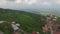 Aerial view of an little green mountain town