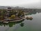 Aerial view little pavilions next the lake inside the Imperial Summer Palace