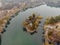 Aerial view little pavilions next the lake inside the Imperial Summer Palace