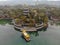 Aerial view little pavilions next the lake inside the Imperial Summer Palace