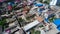 Aerial view of little small poor village next mountain in Gansu, China