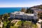 Aerial view of Livadia Palace with a beautiful landscaped garden in Crimea