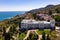 Aerial view of Livadia Palace with a beautiful landscaped garden in Crimea