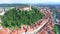 Aerial view of Ljubljana Castle on the hill in Slovenia.