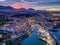 Aerial view of Llanes at sunset in Asturias