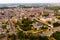 Aerial view of Loches overlooking fortified royal Chateau, France