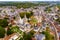 Aerial view of Loches overlooking fortified royal Chateau, France