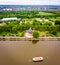 Aerial view of the London Peace Pagoda in central London, UK