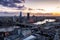 Aerial view of the London skyline during sunset time