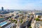 Aerial view of London , Thames river and church towers. Sunny Day