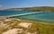 Aerial view of a long bridge above a sea, island Ciovo in Croatia