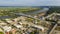 Aerial view looking at Utah Street highway 59 and the Missouri River in Atchison Kansas