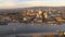 Aerial view looking west into the downtown city skyline of Oakland California