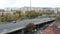 Aerial view of a low-traffic multi-lane road in Budapest, Hungary