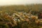 Aerial view of lower part of Luxembourg in a autumn day with fog