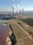 Aerial view of the Loy Yang Open cut mine and power staion showing the brown coal layers