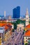 Aerial view of ludwigstrasse in munich with famous siegestor gate and saint ludwig church....IMAGE