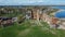 Aerial View of the Ludza Medieval Castle Ruins on a Hill Between Big Ludza Lake and Small Ludza Lake.