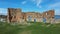 Aerial View of the Ludza Medieval Castle Ruins on a Hill Between Big Ludza Lake and Small Ludza Lake.