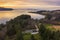 Aerial View of Lummi Island and Legoe Bay at Sunset.