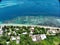 Aerial view of lush island showing tropical lving in the Torres Strait,