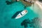 aerial view of luxury boat anchored in beautiful beach ai generated