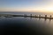 Aerial view of luxury condominium towers surrounded by waters on Riviera Beach in North Palm Beach