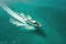 Aerial view of luxury motor boat. Speed boat on the sea