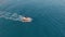 Aerial view. Luxury motorboat in sea.