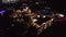 Aerial view on luxury resort hotel territory at night. Video. Night view of illuminated inner territory of hotel complex