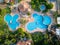 Aerial view of luxury resort with huge pool