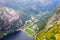 Aerial View of Lysefjord and Lysebotn from the mountain Kjerag, in Forsand municipality.