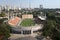 Aerial view made of drone of the Paulo Machado de Carvalho Municipal Stadium, better known as Pacaembu