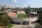 Aerial view made of drone of the Paulo Machado de Carvalho Municipal Stadium, better known as Pacaembu