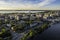 Aerial view of Madison city downtown at sunset