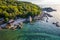 Aerial view of Mae Haad Beach and pier in koh Tao, Thailand