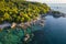 Aerial view of Mae Haad Beach and pier in koh Tao, Thailand